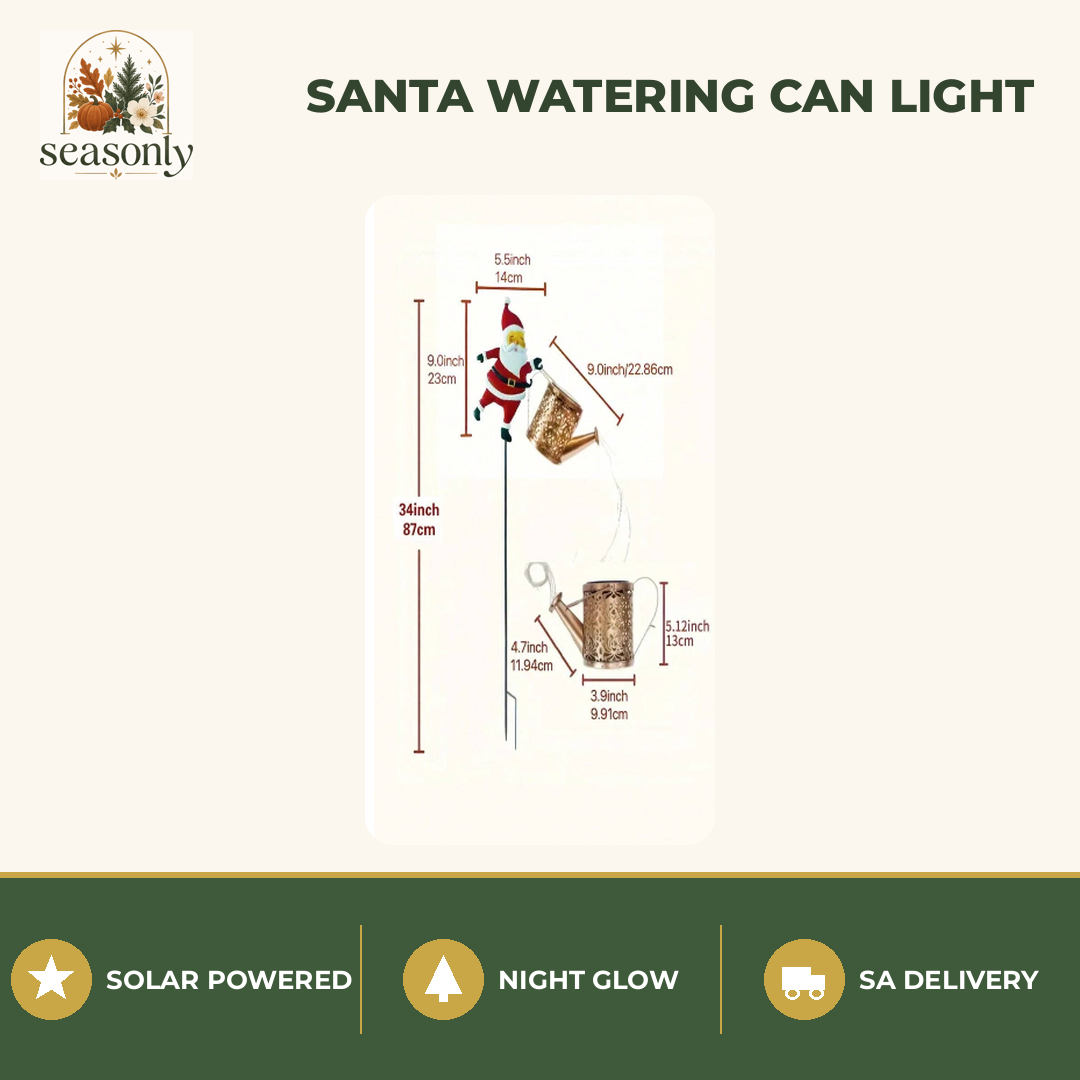 Seasonly Santa Watering Can Solar Garden Light