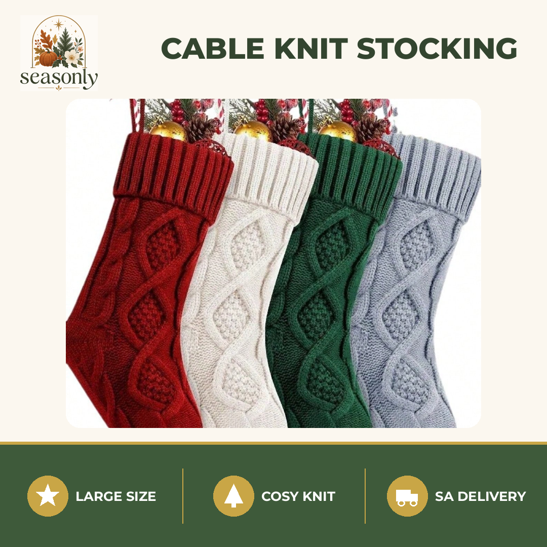 Seasonly Cable Knit Christmas Stocking