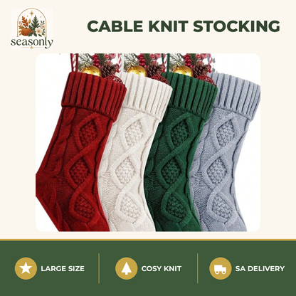 Seasonly Cable Knit Christmas Stocking