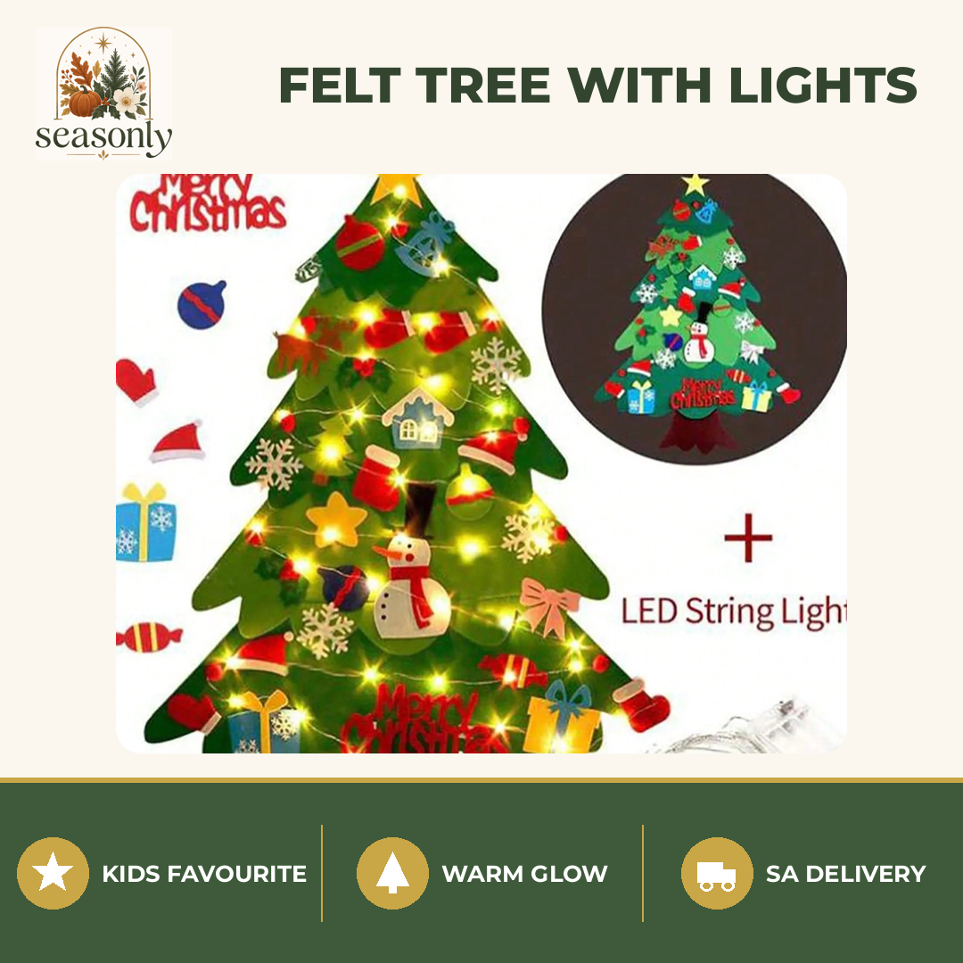 Seasonly Felt Christmas Tree with LED Lights