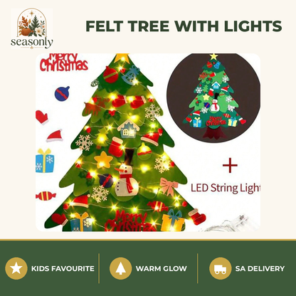 Seasonly Felt Christmas Tree with LED Lights