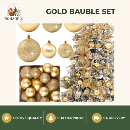 Seasonly Gold Christmas Bauble Set