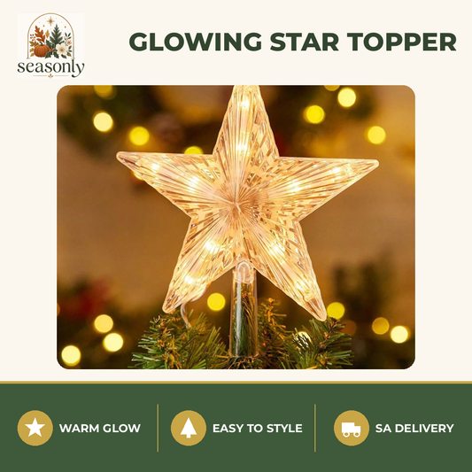 Seasonly Glowing Gold Star Tree Topper