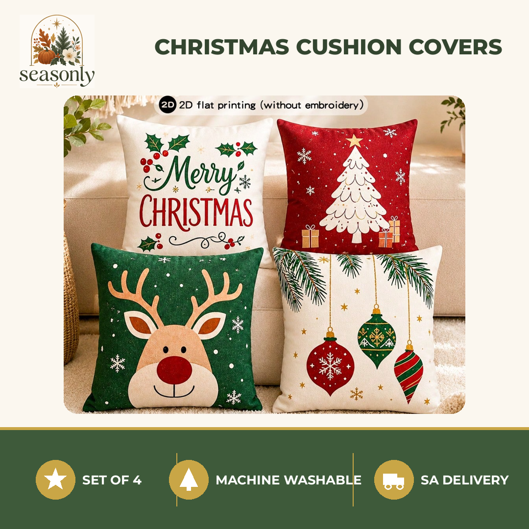 Seasonly Merry Christmas Cushion Covers – Set of 4
