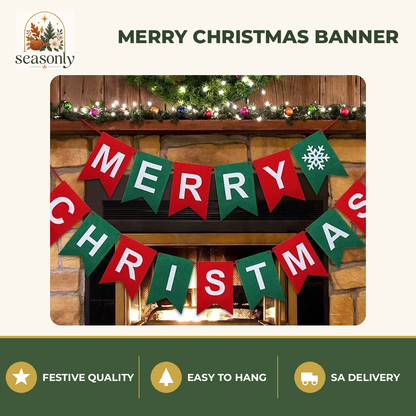Seasonly Merry Christmas Felt Banner