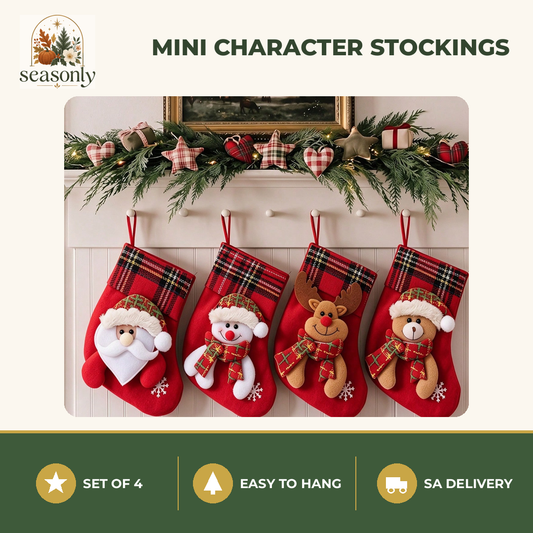 Seasonly Mini Christmas Character Stockings – Set of 4