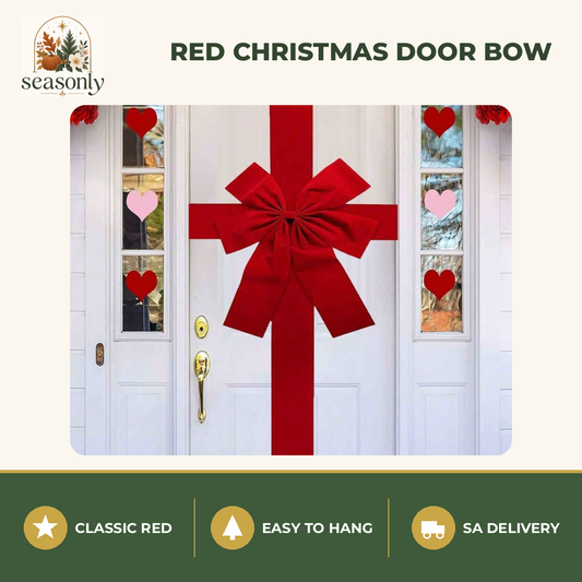 Seasonly Red Christmas Door Bow with Ribbon