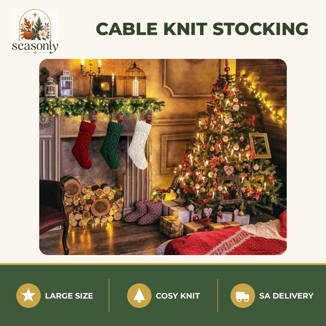 Seasonly Cable Knit Christmas Stocking