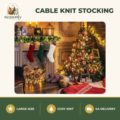 Seasonly Cable Knit Christmas Stocking