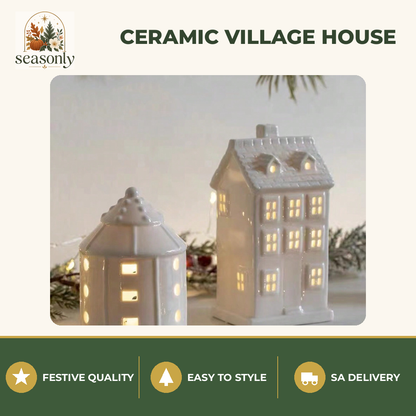 Seasonly White Ceramic Christmas Village House
