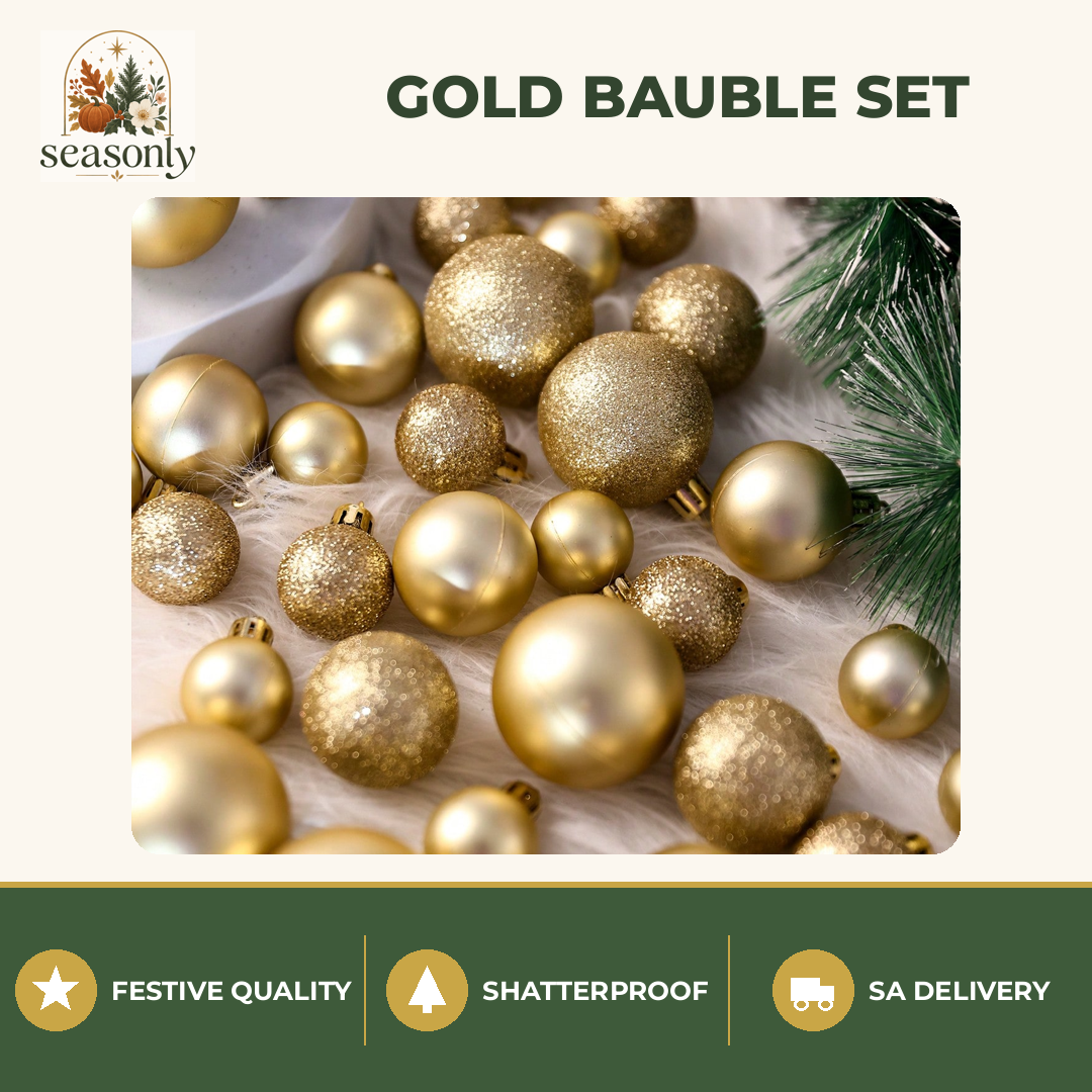 Seasonly Gold Christmas Bauble Set
