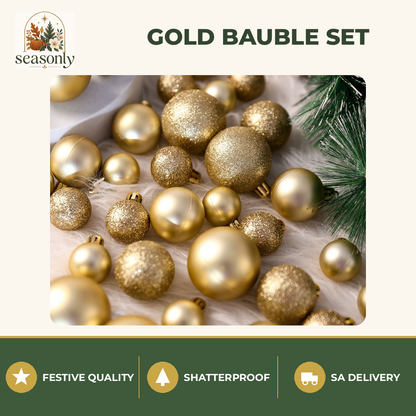 Seasonly Gold Christmas Bauble Set