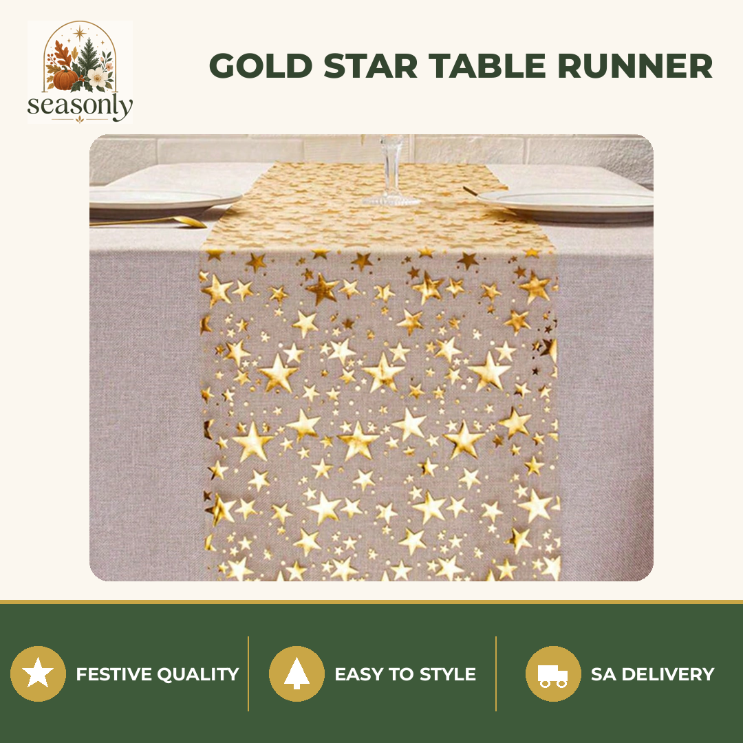 Seasonly Gold Foil Star Table Runner