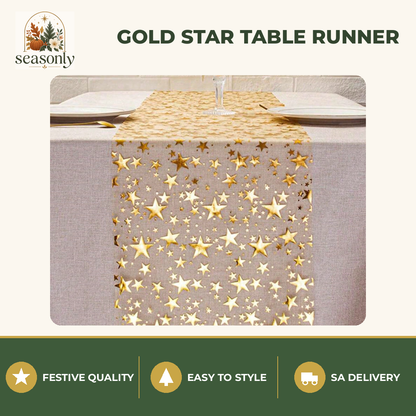 Seasonly Gold Foil Star Table Runner