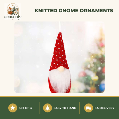 Seasonly Knitted Gnome Tree Ornaments – Set of 3
