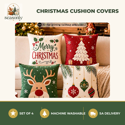 Seasonly Merry Christmas Cushion Covers – Set of 4