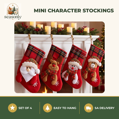 Seasonly Mini Christmas Character Stockings – Set of 4