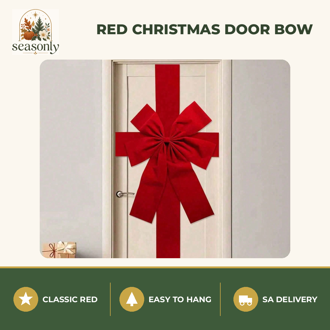 Seasonly Red Christmas Door Bow with Ribbon