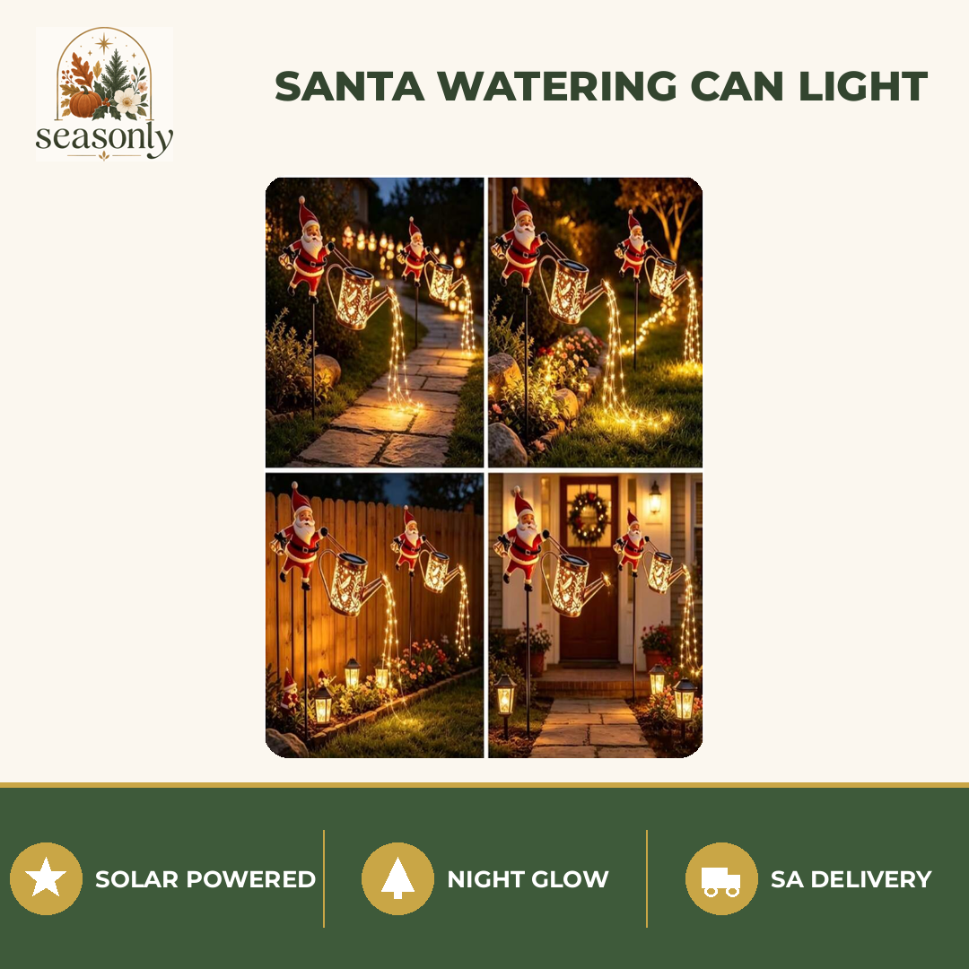 Seasonly Santa Watering Can Solar Garden Light