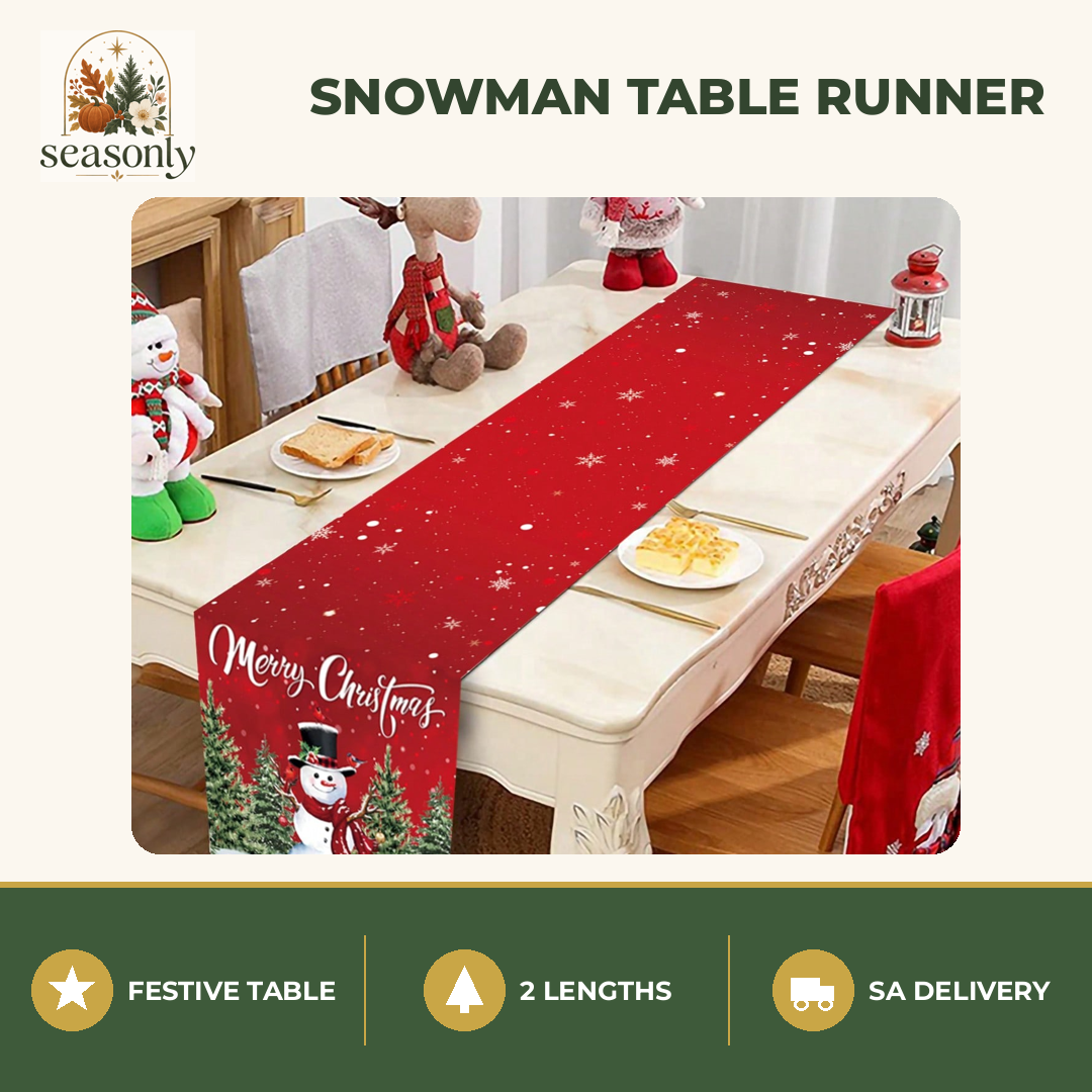 Seasonly Snowman Christmas Table Runner