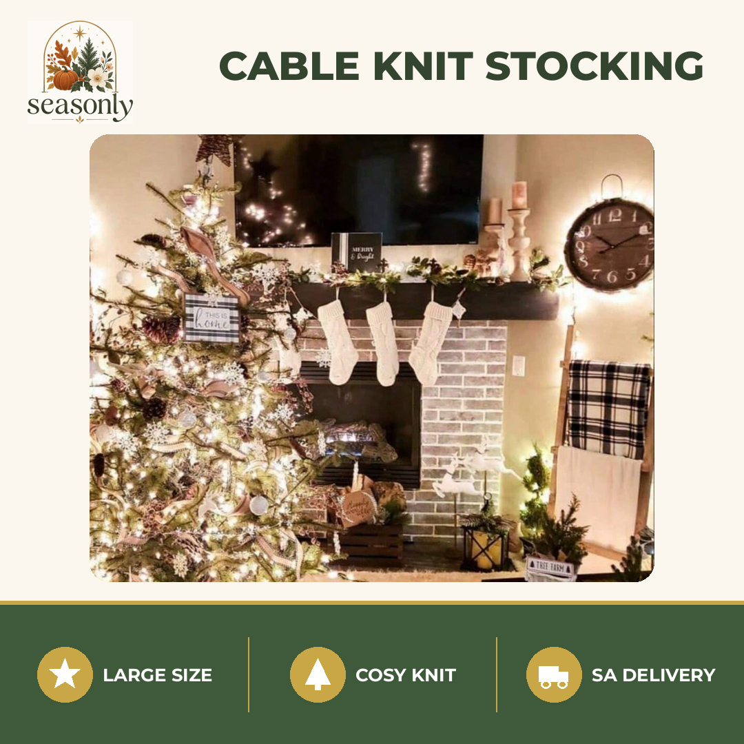 Seasonly Cable Knit Christmas Stocking