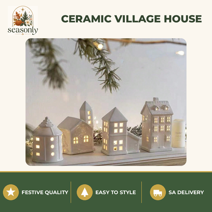 Seasonly White Ceramic Christmas Village House