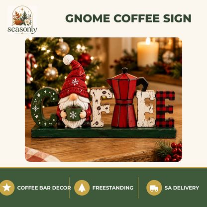 Seasonly Christmas Gnome COFFEE Sign