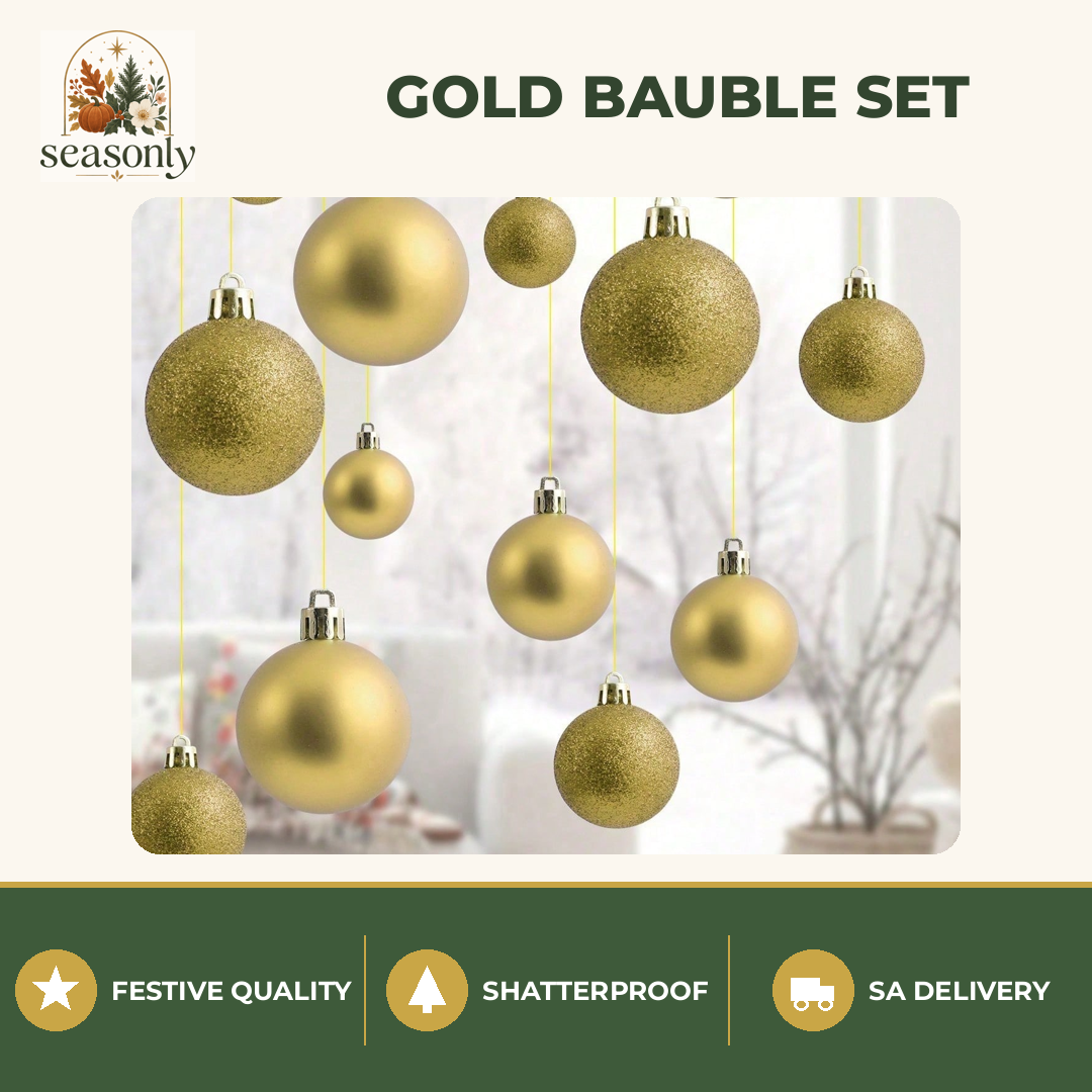 Seasonly Gold Christmas Bauble Set