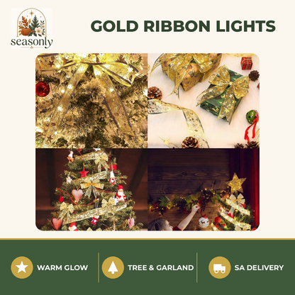 Seasonly Gold Ribbon Christmas Lights