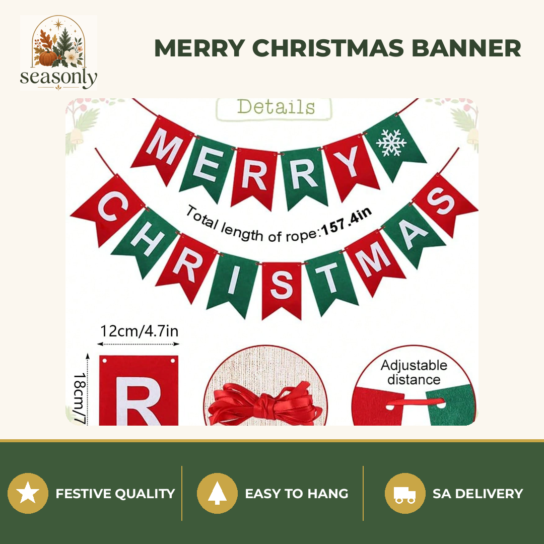 Seasonly Merry Christmas Felt Banner