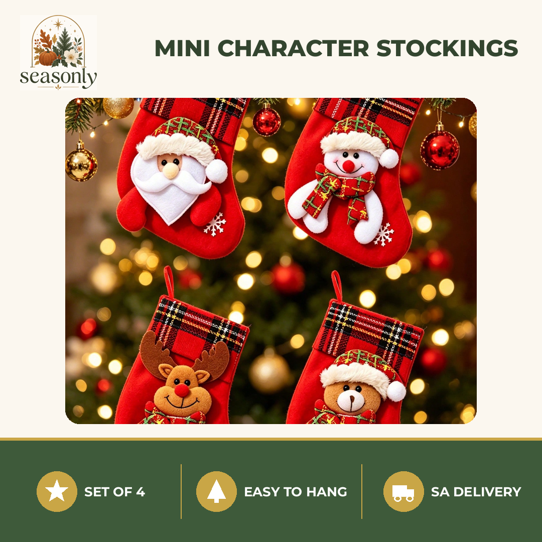 Seasonly Mini Christmas Character Stockings – Set of 4