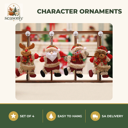 Seasonly Plush Christmas Character Ornaments – Set of 4