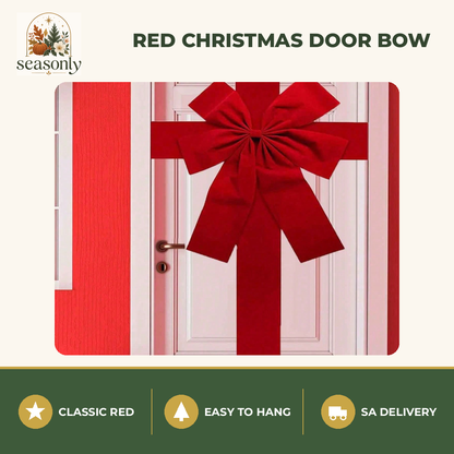 Seasonly Red Christmas Door Bow with Ribbon