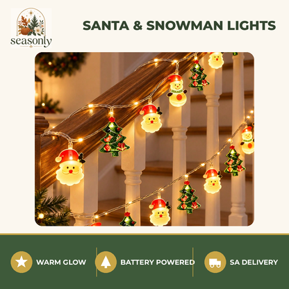 Seasonly Santa & Snowman String Lights