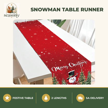 Seasonly Snowman Christmas Table Runner