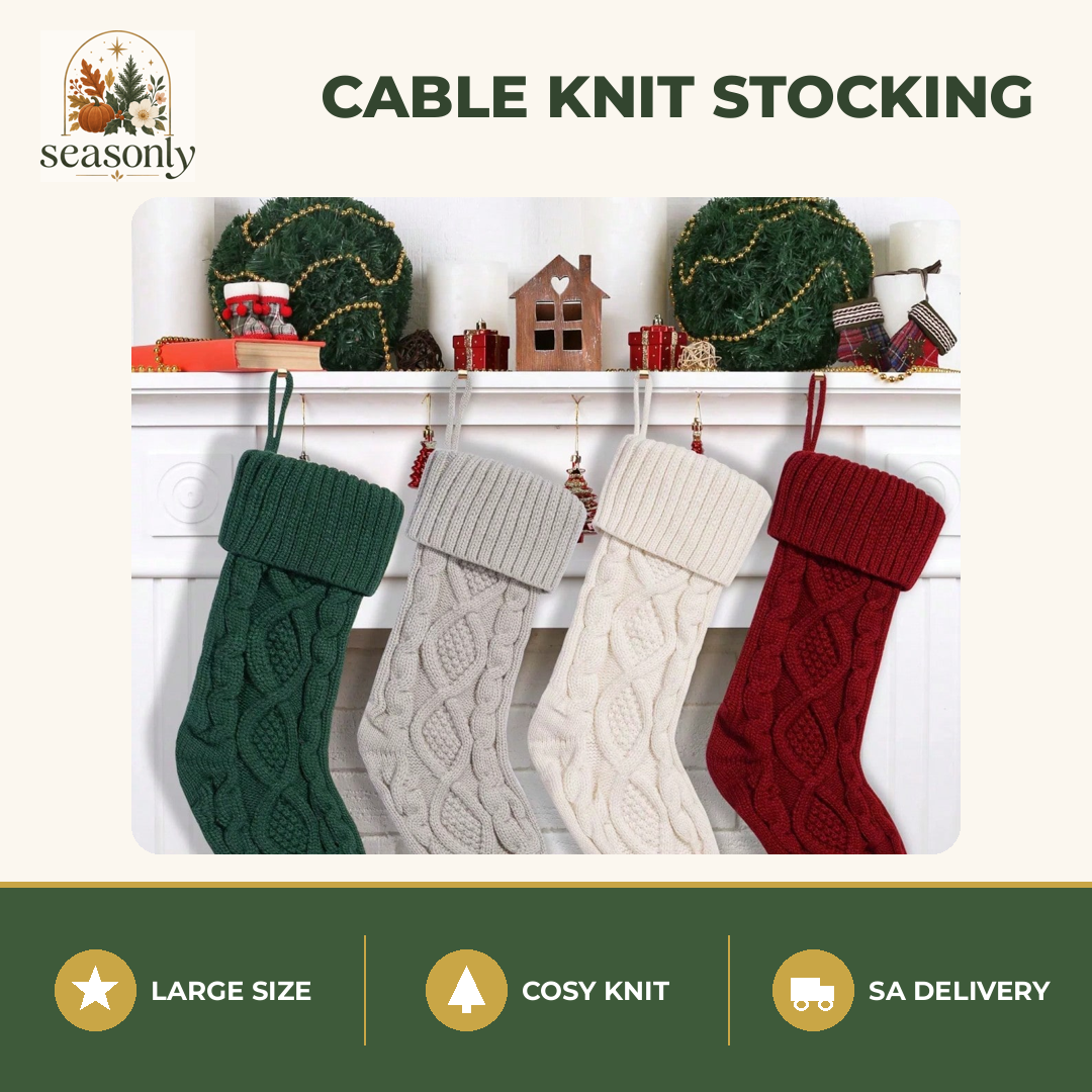 Seasonly Cable Knit Christmas Stocking