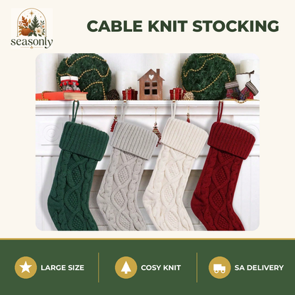 Seasonly Cable Knit Christmas Stocking