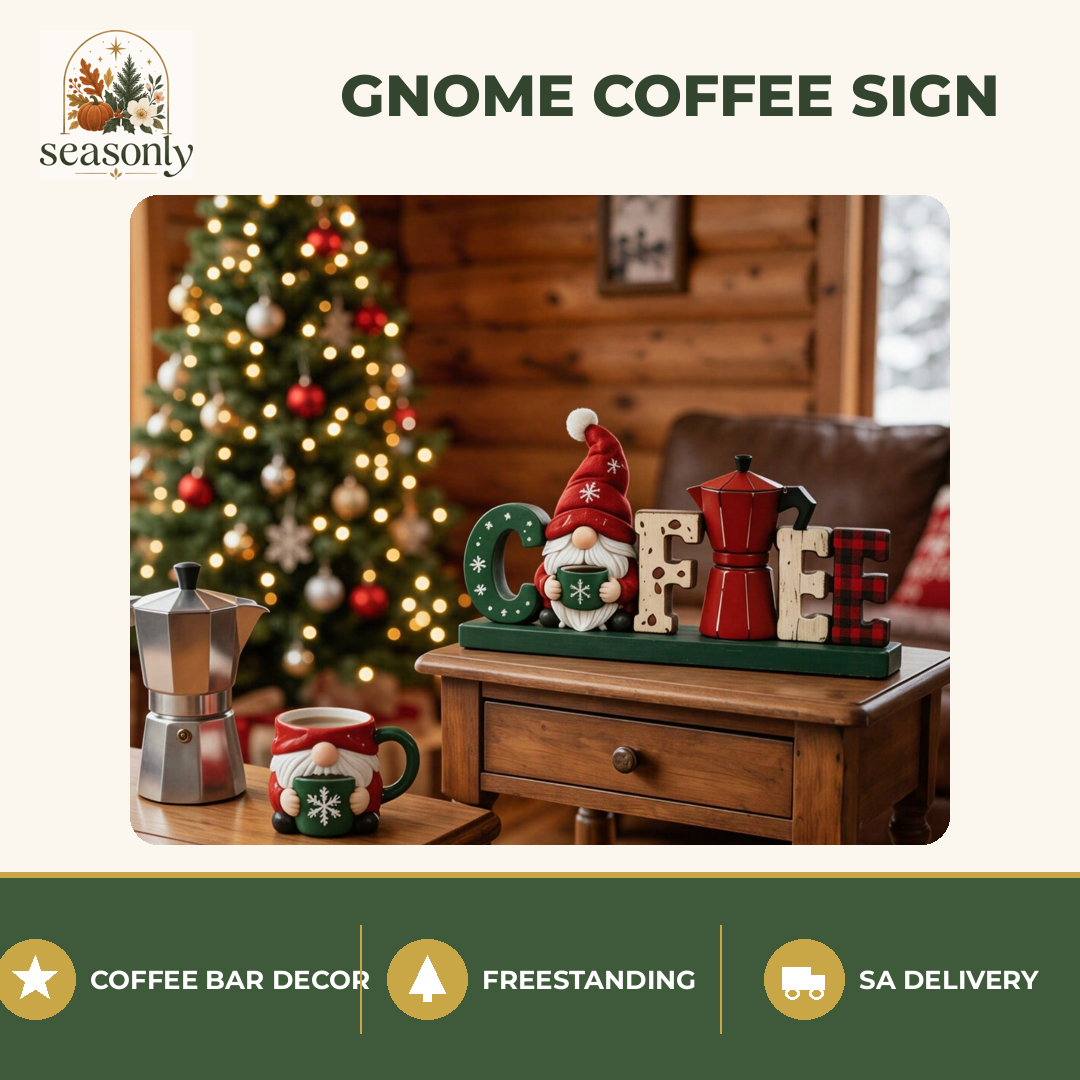 Seasonly Christmas Gnome COFFEE Sign