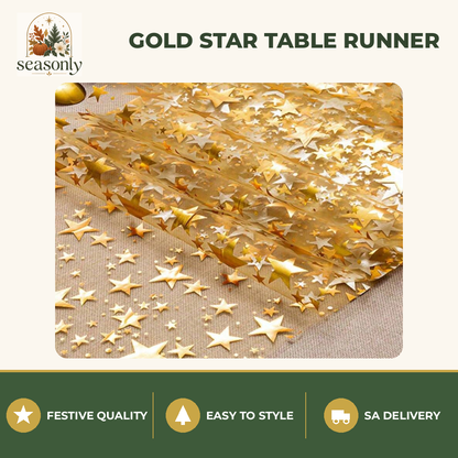 Seasonly Gold Foil Star Table Runner