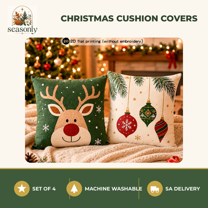 Seasonly Merry Christmas Cushion Covers – Set of 4