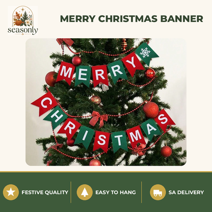 Seasonly Merry Christmas Felt Banner