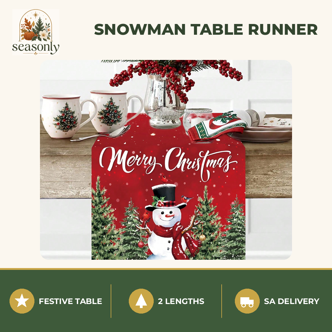 Seasonly Snowman Christmas Table Runner