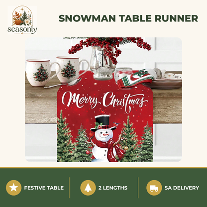 Seasonly Snowman Christmas Table Runner