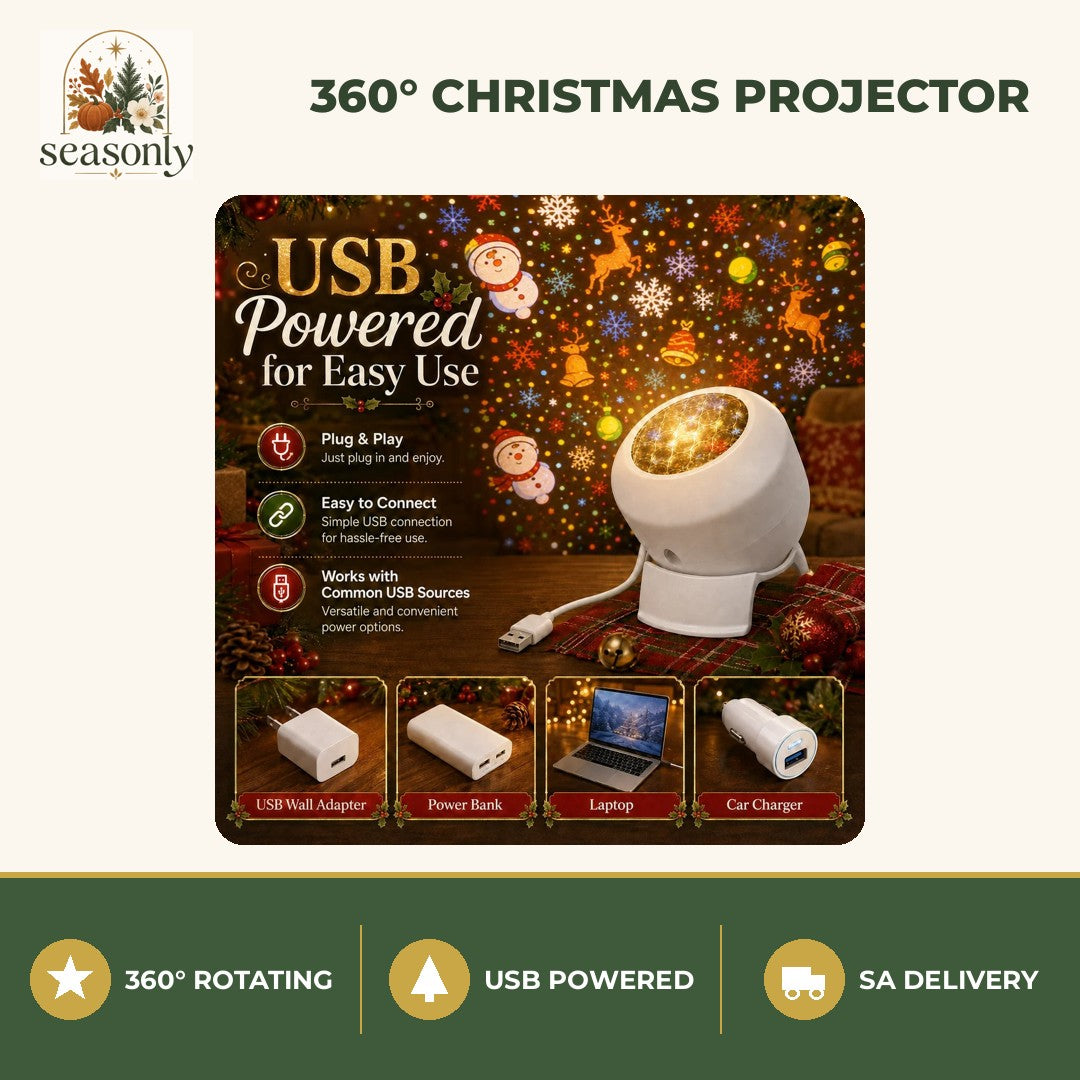 Seasonly 360° Rotating Christmas Projector Light