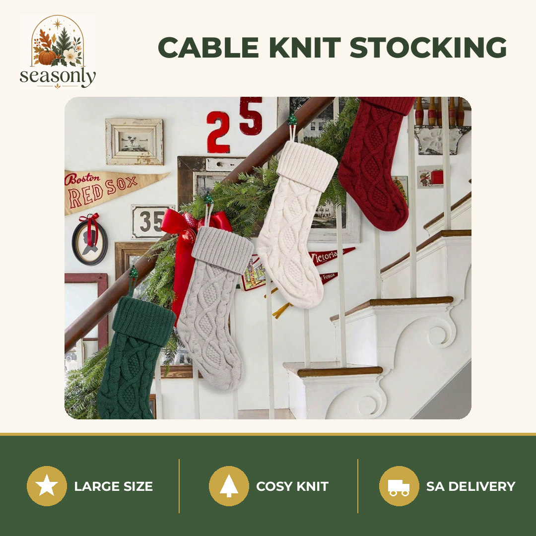 Seasonly Cable Knit Christmas Stocking