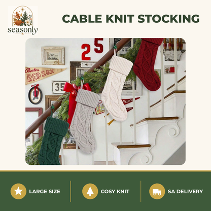 Seasonly Cable Knit Christmas Stocking