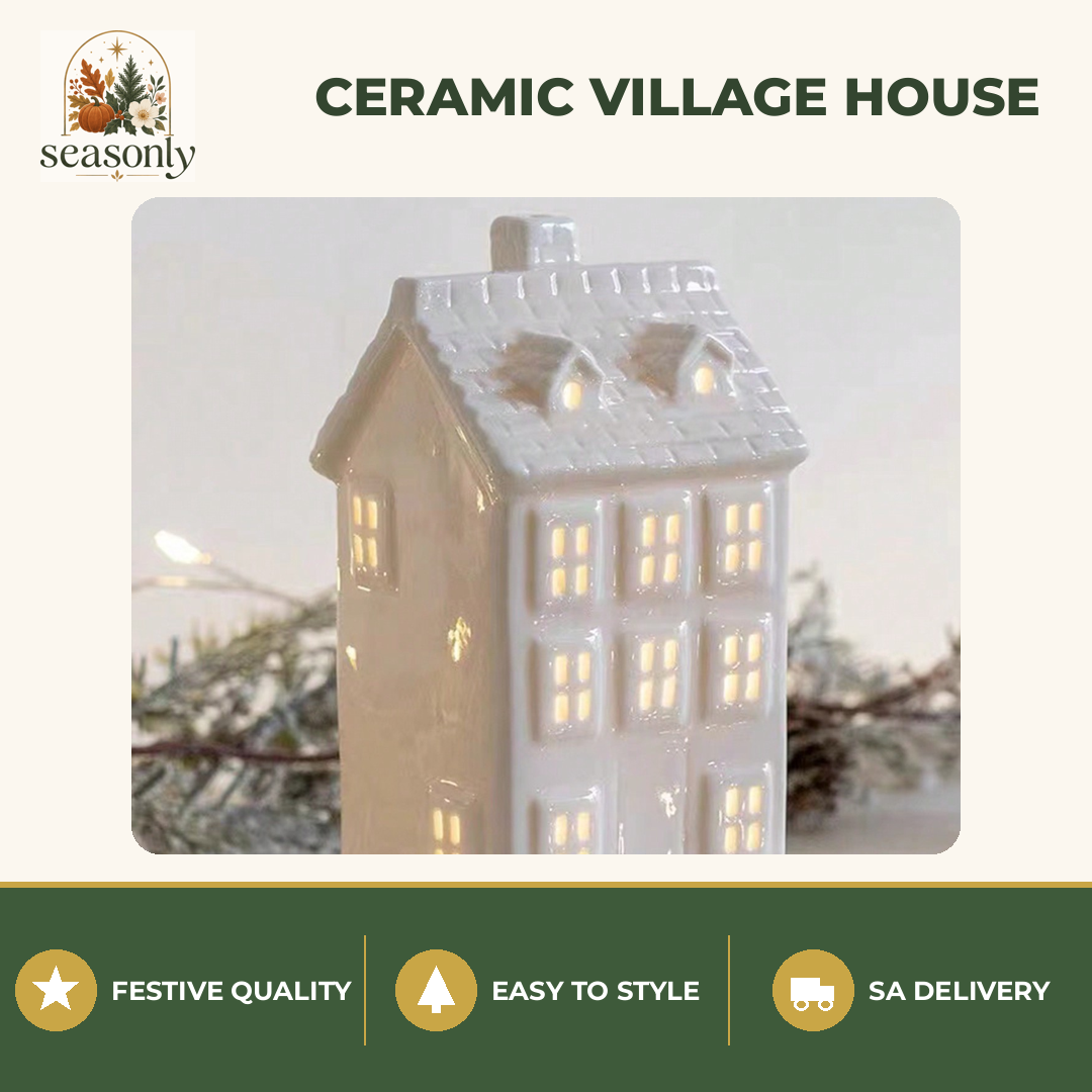 Seasonly White Ceramic Christmas Village House