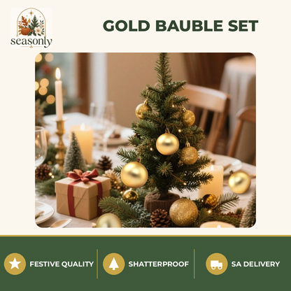Seasonly Gold Christmas Bauble Set