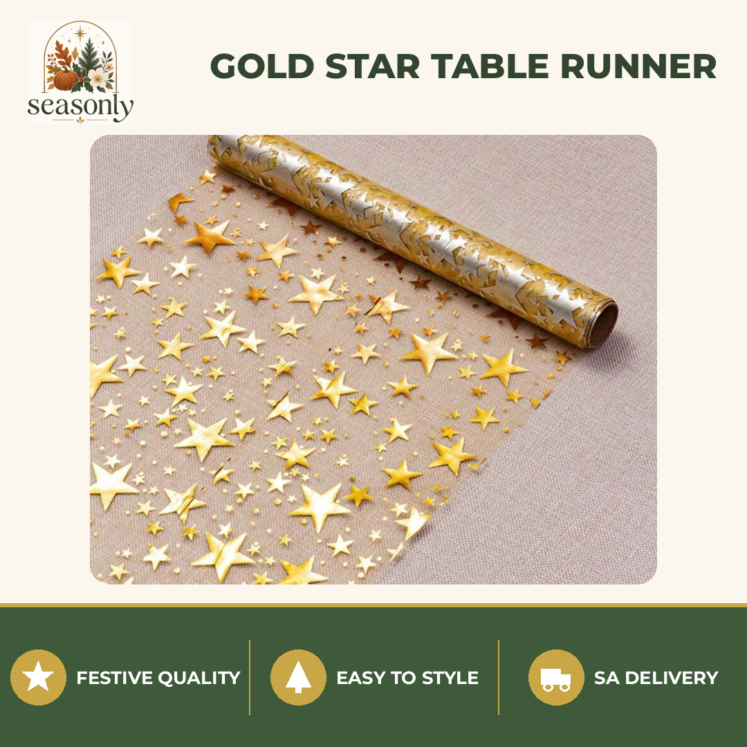 Seasonly Gold Foil Star Table Runner