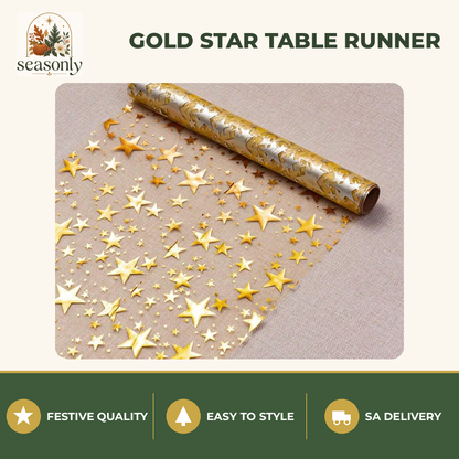 Seasonly Gold Foil Star Table Runner